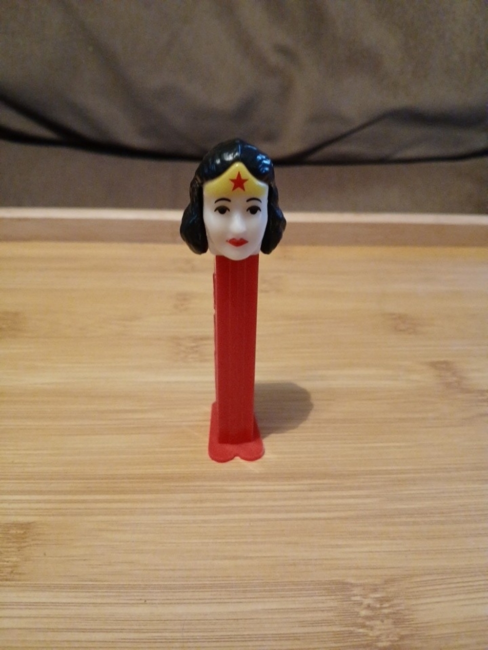 Vintage Wonder Woman Style Red Head Candy Dispenser - Collectible Kids Toy
